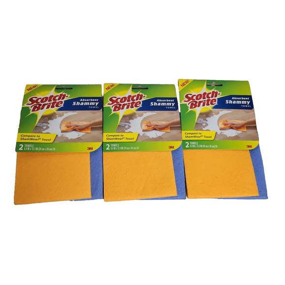 3M Scotch Brite Absorbent Shammy Towels Cleaning Cloth Spills 9x14 Lot of 3 NWT - Picture 1 of 5